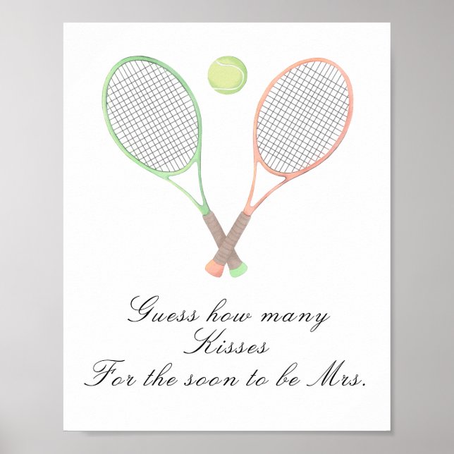 Tennis bröllopsdusch - Hur många kyssar spel Poster (Framsidan)