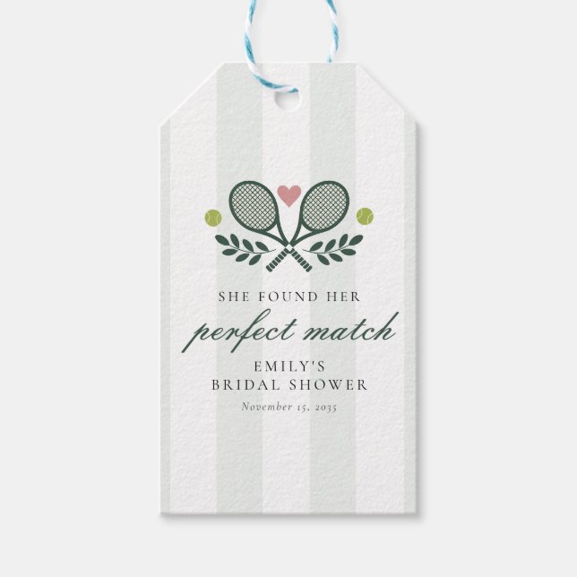 Tennis Bröllopsfest för det perfekta matchningen Presentetikett (Framsidan)