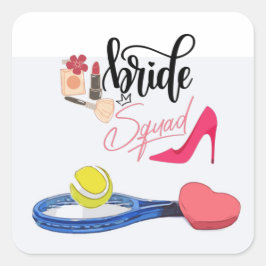 Tennis Brud trupp Sista festen Henparty Fyrkantigt Klistermärke