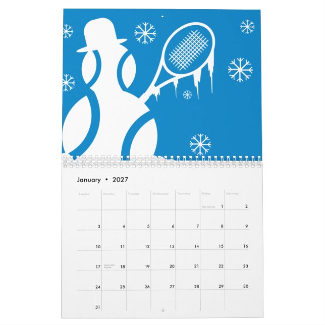 Tennis Calendar-gåva med färgstarka illustrationer Kalender (Jan 2027)