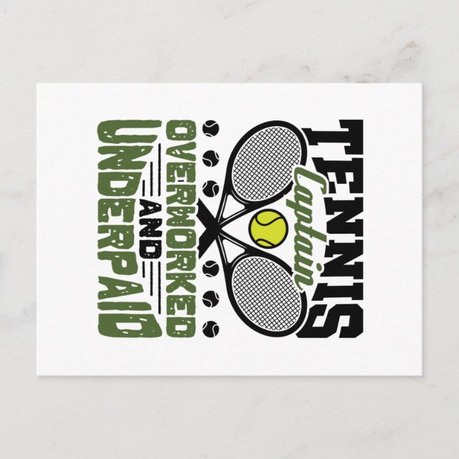 Tennis Captain Överarbetad och Underbetald Vykort (Framsida)
