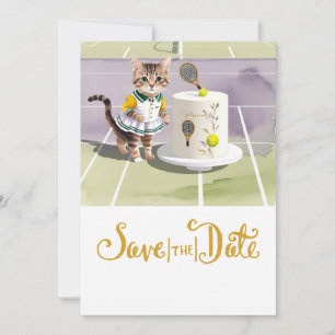 TENNIS CAT PLAYER med Cake Party på Court Spara Datumet