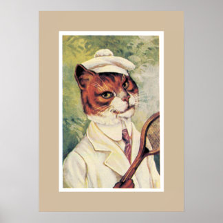 Tennis Cat Poster