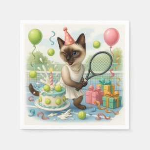 Tennis Cat Tass-some Födelsedagsfest Pappersservett