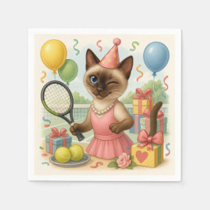 Tennis Cat Tass-some Födelsedagsfest Pappersservett