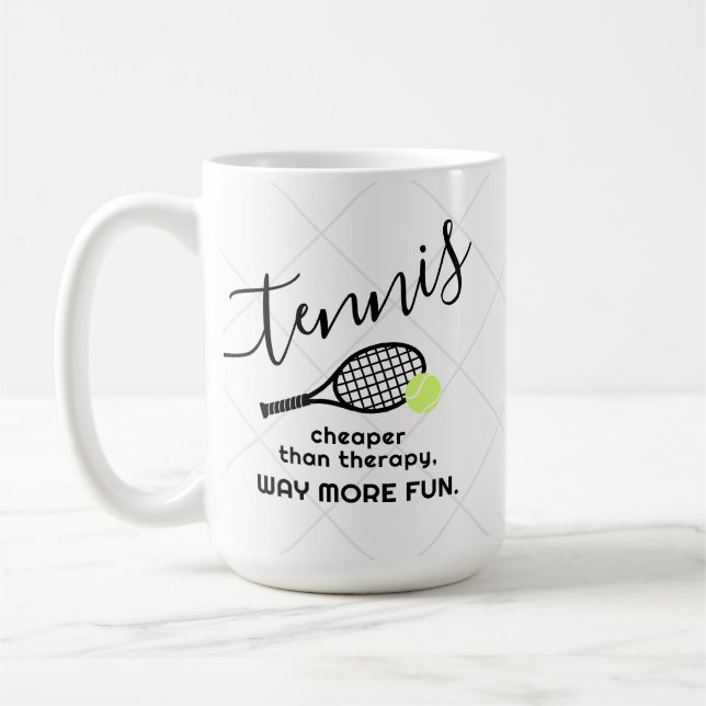 Tennis Cheaper Than Therapy Funny Sports Kaffemugg (Vänster)