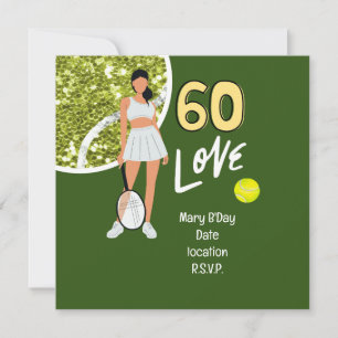 Tennis "Chic 60:e Födelsedagsfest inbjudan