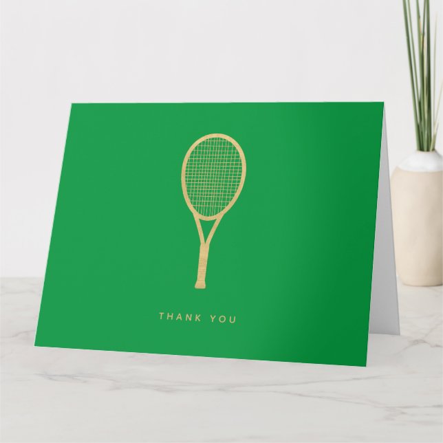 Tennis Chic Grönt Guld Anpassningsbar  Foldad Tack Kort (Framsida)