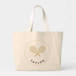 Tennis Chic Player Gift Black och Guld Anpassnings Jumbo Tygkasse