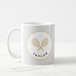 Tennis Chic Player Gift Black och Guld Anpassnings Kaffemugg