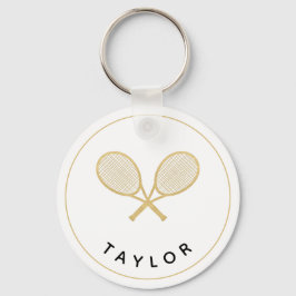 Tennis Chic Player Gift Black och Guld Anpassnings Nyckelring