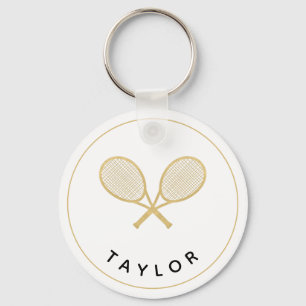 Tennis Chic Player Gift Black och Guld Anpassnings Nyckelring