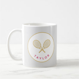 Tennis Chic Player Gift Rosa och Guld Anpassningsb Kaffemugg