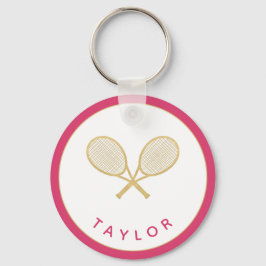 Tennis Chic Player Gift Rosa och Guld Anpassningsb Nyckelring