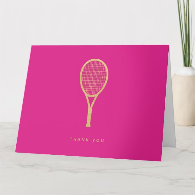 Tennis Chic Rosa Guld Anpassningsbar  Foldad Tack Kort (Framsida)