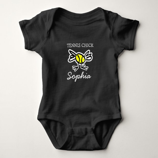 Tennis chick en biet grönt flickor baby bodykosti t-shirt (Framsida)