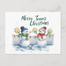 Tennis Christmas  Festive Snowman  Helg Vykort