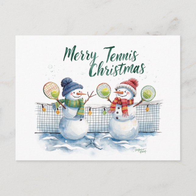 Tennis Christmas  Festive Snowman  Helg Vykort (Framsida)