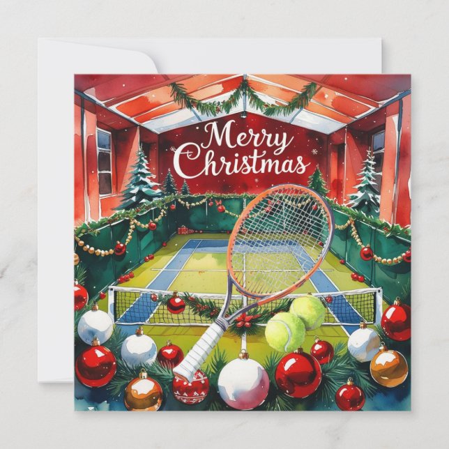 Tennis Christmas themed at Court Julkort (Framsida)