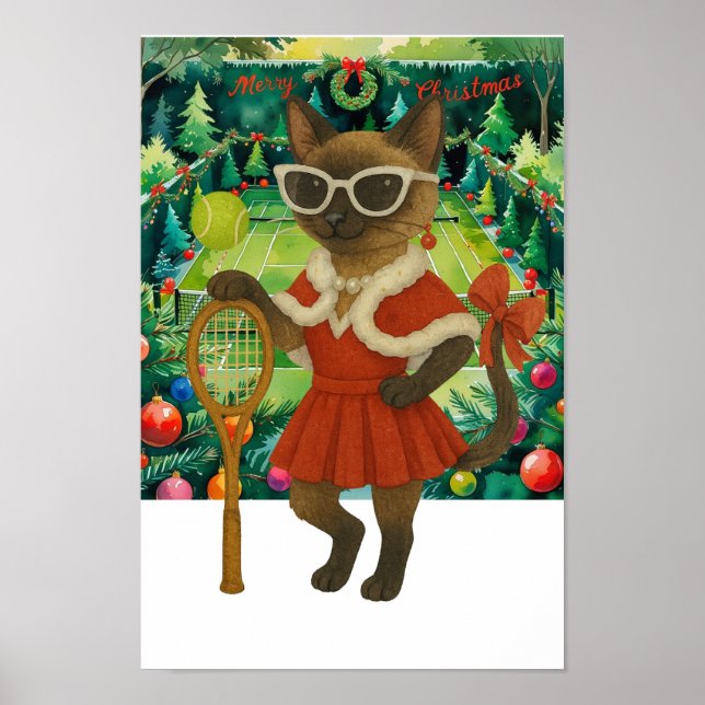 Tennis Christmas Themed dress for cat lovers Poste Poster (Framsidan)