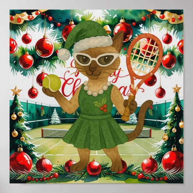 Tennis Christmas Themed dress for cat lovers Poster (Framsidan)
