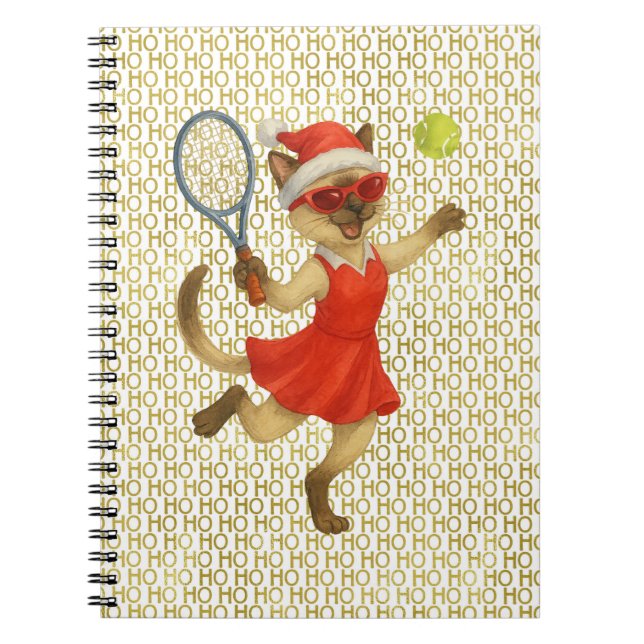Tennis Christmas themed for Cat Lovers  Anteckningsbok (Framsidan)