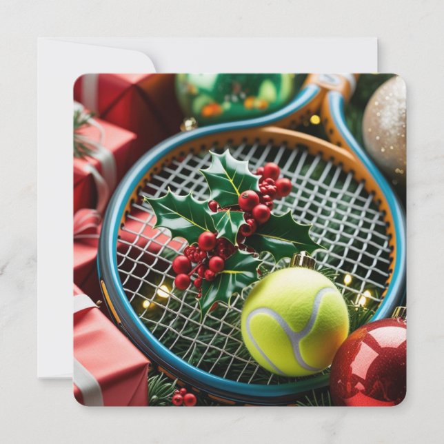 Tennis Christmas Themed for Player  Julkort (Framsida)