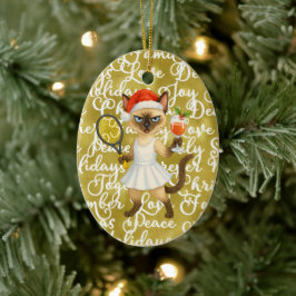 Tennis Christmas themed for player who loves cat Julgransprydnad Keramik