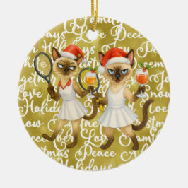 Tennis Christmas themed for player who loves cat Julgransprydnad Keramik