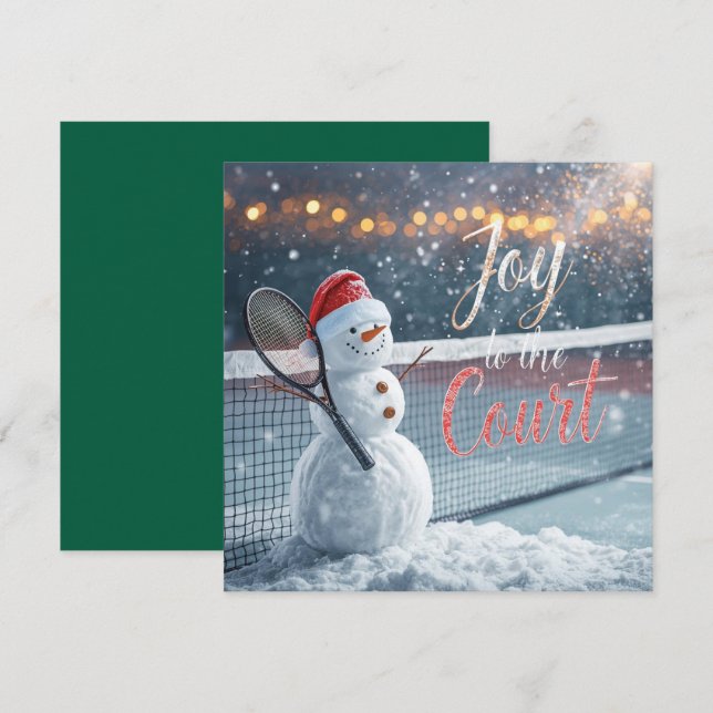 Tennis Christmas With Snowman  Festive Holiday  Julkort (Fram/baksida)
