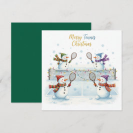Tennis Christmas With Snowman  Festive Holiday  Julkort