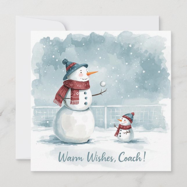 Tennis Christmas With Snowman  Festive Holiday  Julkort (Framsida)