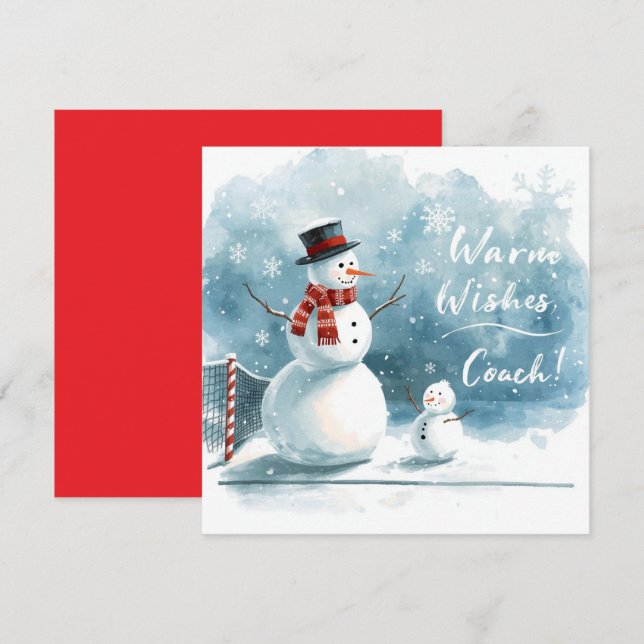 Tennis Christmas With Snowman  Festive Holiday  Julkort (Fram/baksida)