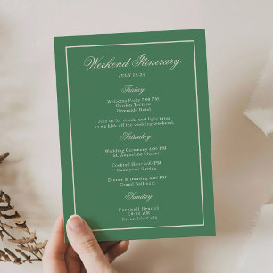 Tennis Club Green Preppy Bröllops Itinerary Kort