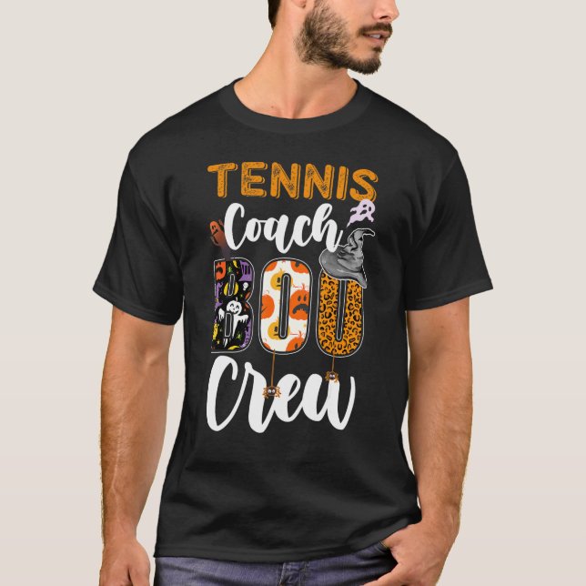 Tennis Coach Boo Crew Ghost Fun Coaching Halloween T Shirt (Framsida)