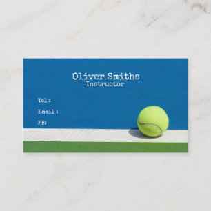 Tennis Coach Instructor med tennis boll på Blue Visitkort