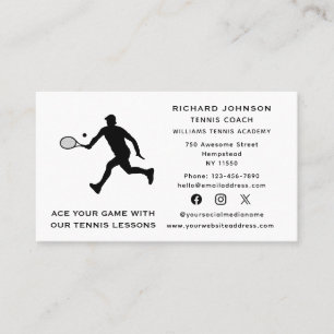 Tennis Coach Male Instructor Sports Social Media Visitkort