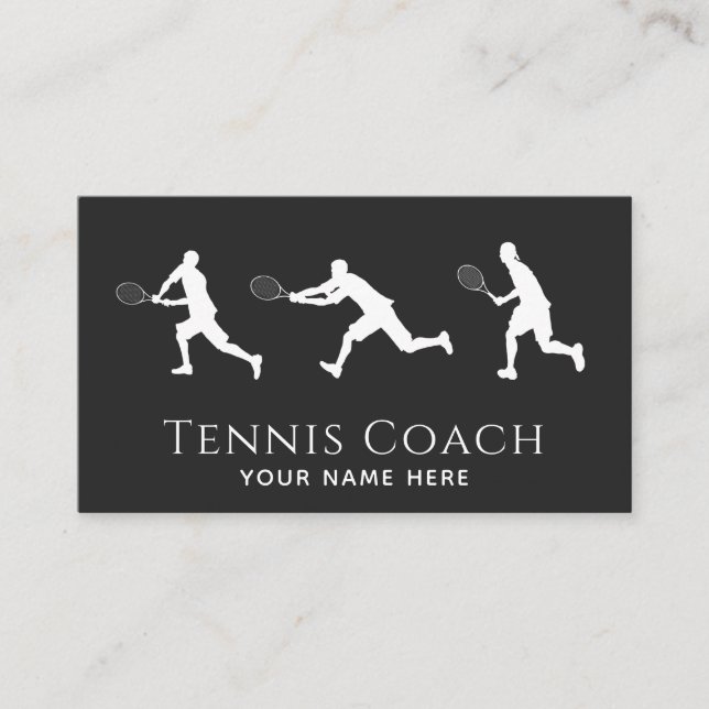 Tennis Coach Manar Player Silhouettes Social Media Visitkort (Framsida)