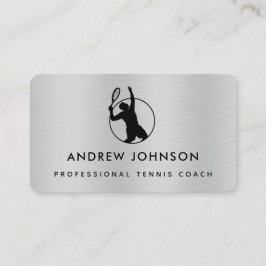 Tennis Coach Metallic Player Logotyp Social Media Visitkort