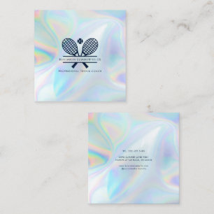 Tennis Coach Minimal Typography Holography Fyrkantigt Visitkort