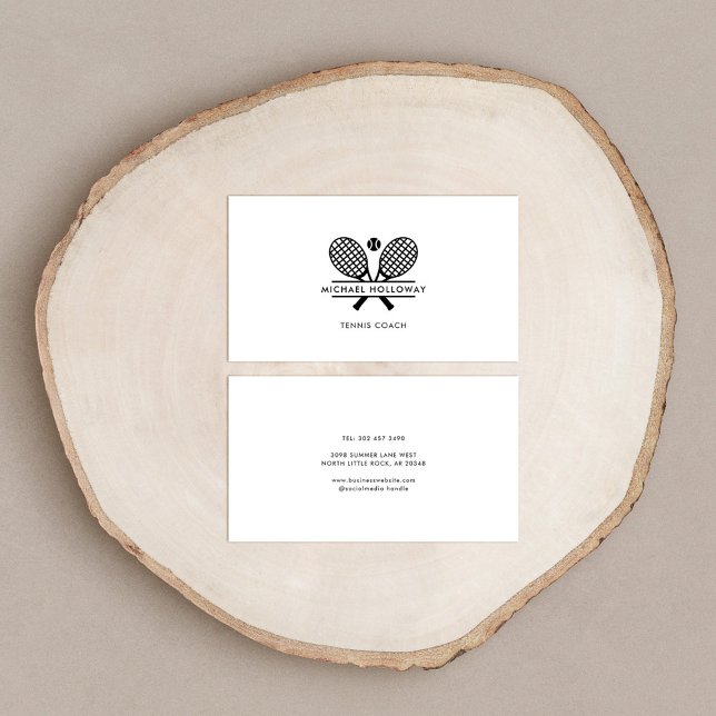 Tennis Coach Minimalist Black White Visitkort (Tennis Coach Corporate Motif Business Card)