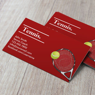Tennis Coach Modern Red Clay Sport Instructor Visitkort