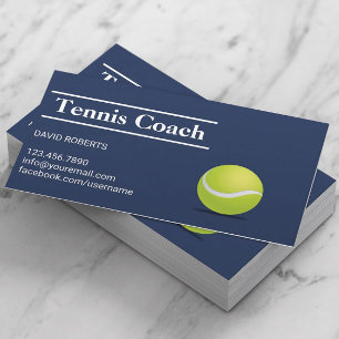 Tennis Coach Navy Blue Minimalist Visitkort