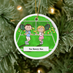 Tennis Couple Julgransprydnad Keramik