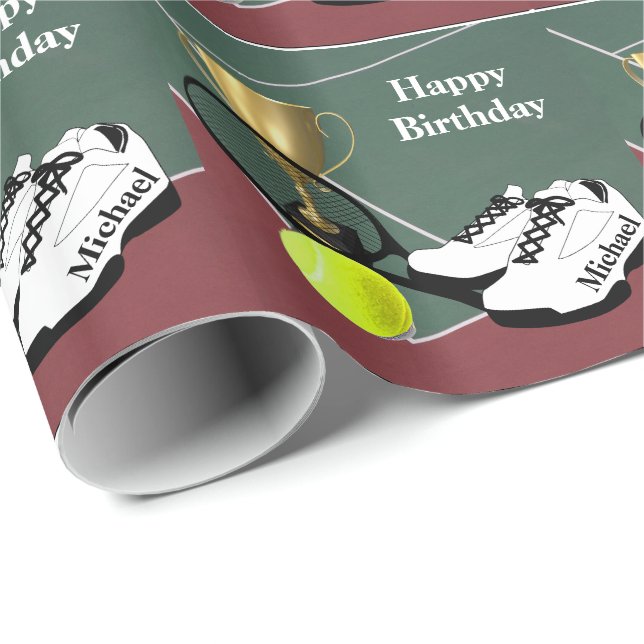 Tennis Court Boll Shoes Personlig Birthday Presentpapper (Rullad Hörn)