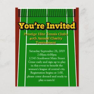 Tennis Court Du är inbjuden Anpassningsbar Small F Flygblad