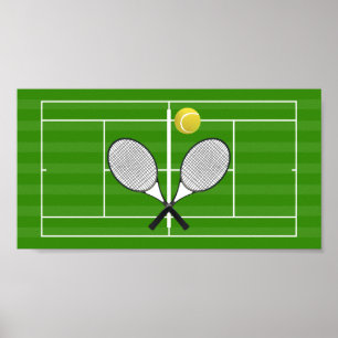 Tennis court & TENNIS RACKETS Poster