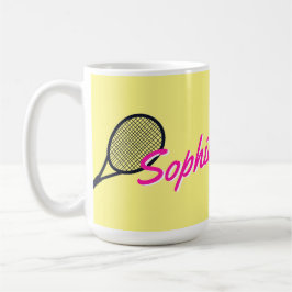 Tennis Custom Name Shock rosa Gult Black Kaffemugg