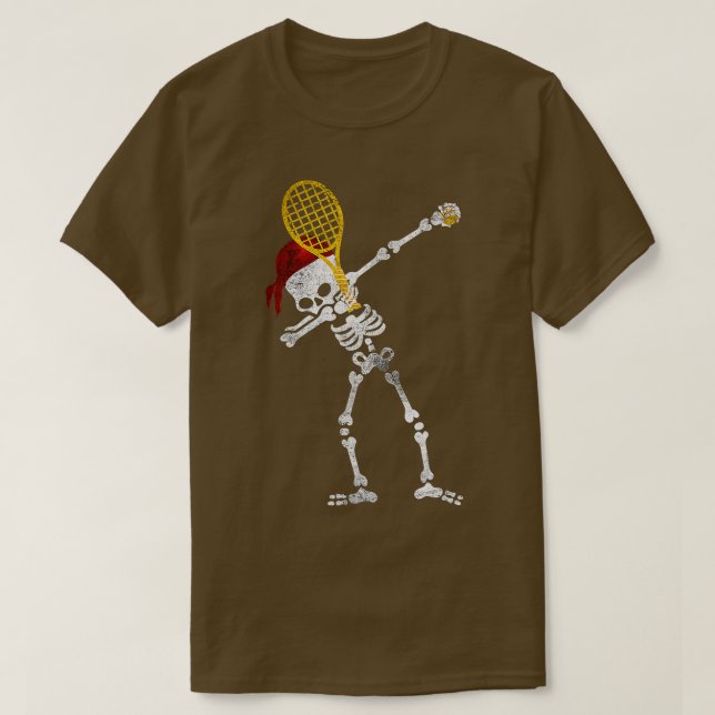 Tennis Dabbing Skeleton Pirat Skeleton Spelare Te T Shirt (Design framsida)