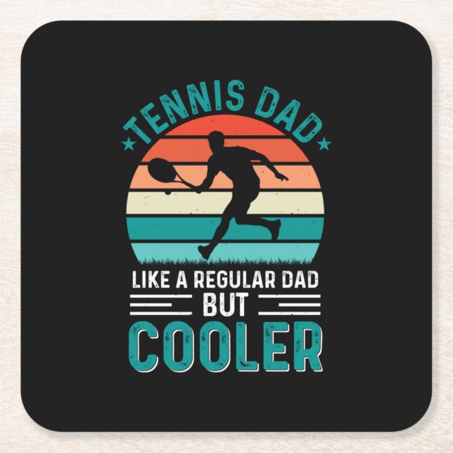 Tennis Dad Retro Sunset Underlägg Papper Kvadrat (Framsidan)